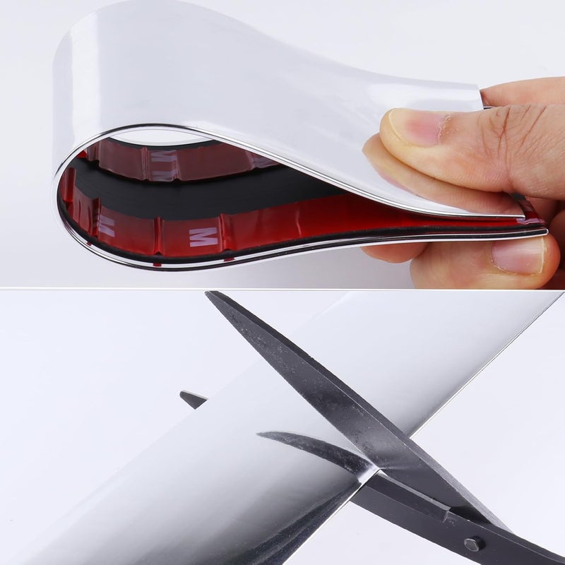 SBWLKJ 4"(100mm) Automotive Chrome Trim Molding 48FT Heavy Duty Car Side Body Moldings(Self Adhesive) UV Protected Scratch-Proof for Truck RV Front and Rear Bumper/Door Sill Protector - Image 4